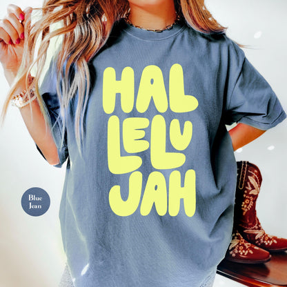Hallelujah Comfort Colors® Shirt | Jesus Christian Faith TShirt | Christianity Godly Tee | Church Meeting Camp Shirt Tee | Catholic Shirt