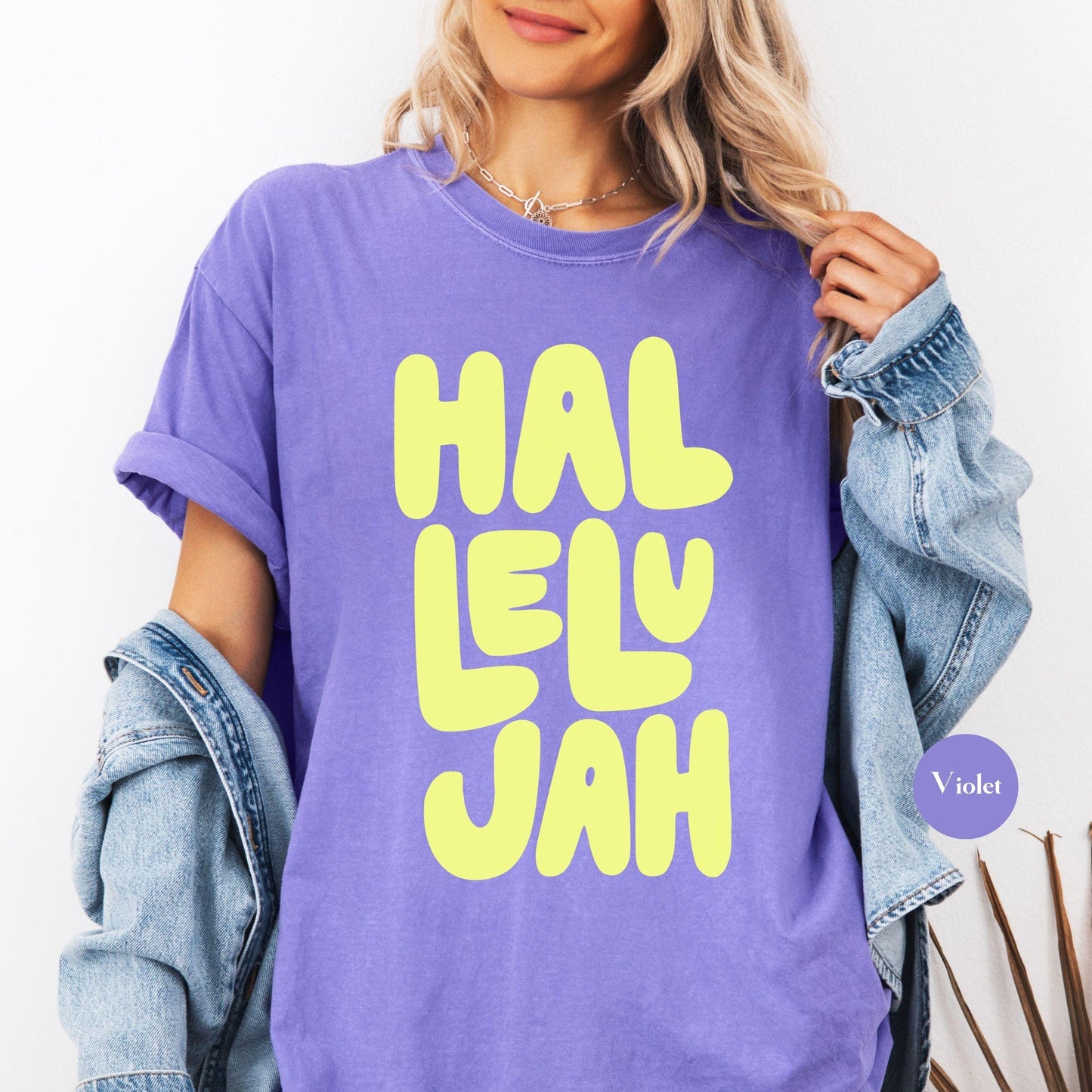 Hallelujah Comfort Colors® Shirt | Jesus Christian Faith TShirt | Christianity Godly Tee | Church Meeting Camp Shirt Tee | Catholic Shirt