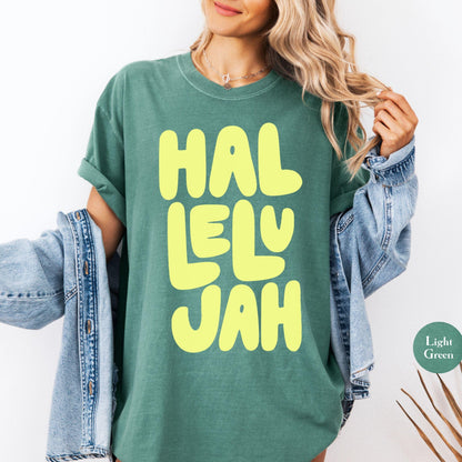 Hallelujah Comfort Colors® Shirt | Jesus Christian Faith TShirt | Christianity Godly Tee | Church Meeting Camp Shirt Tee | Catholic Shirt