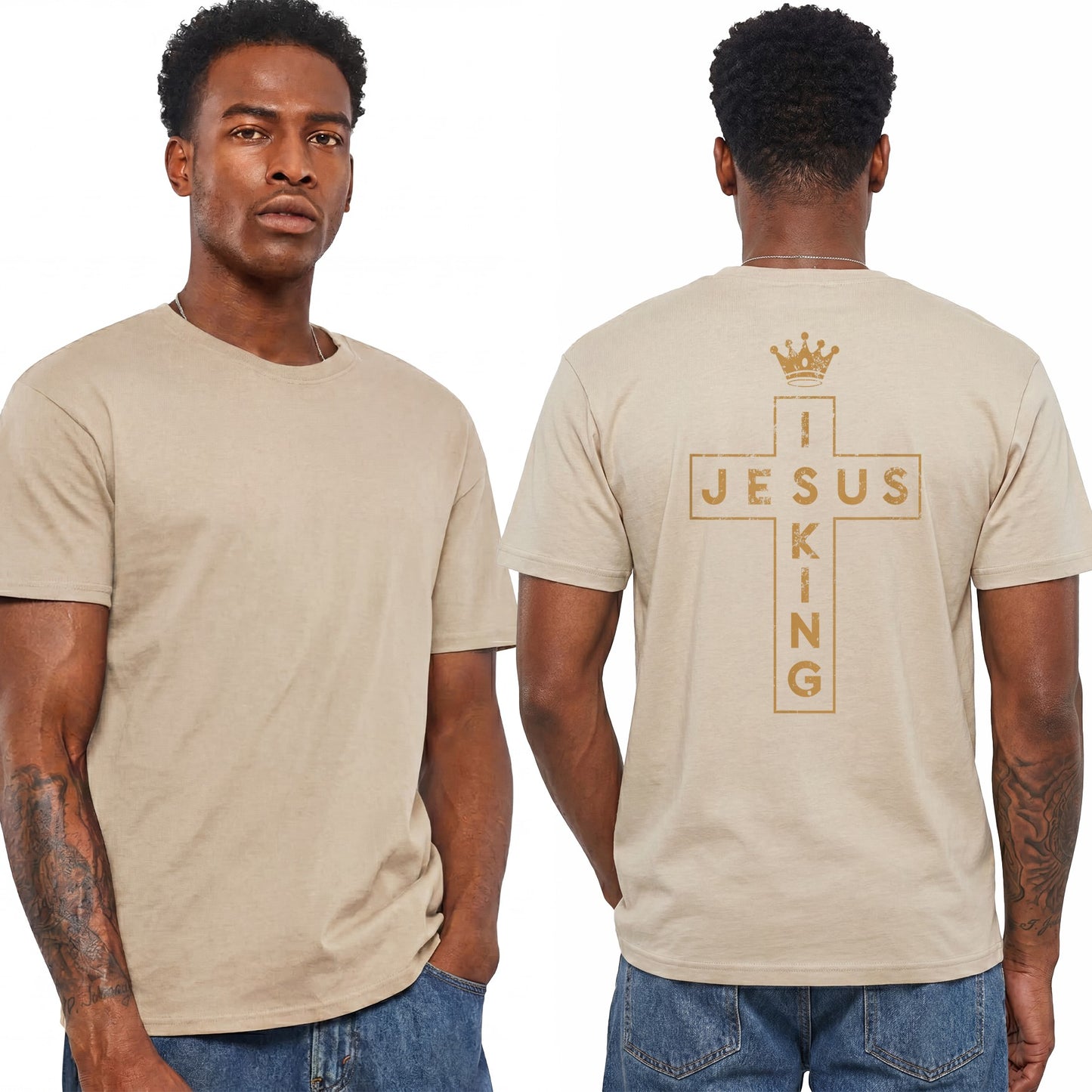 Jesus Is King Shirt Christian Cross Graphic Tee Faith Gift For Men