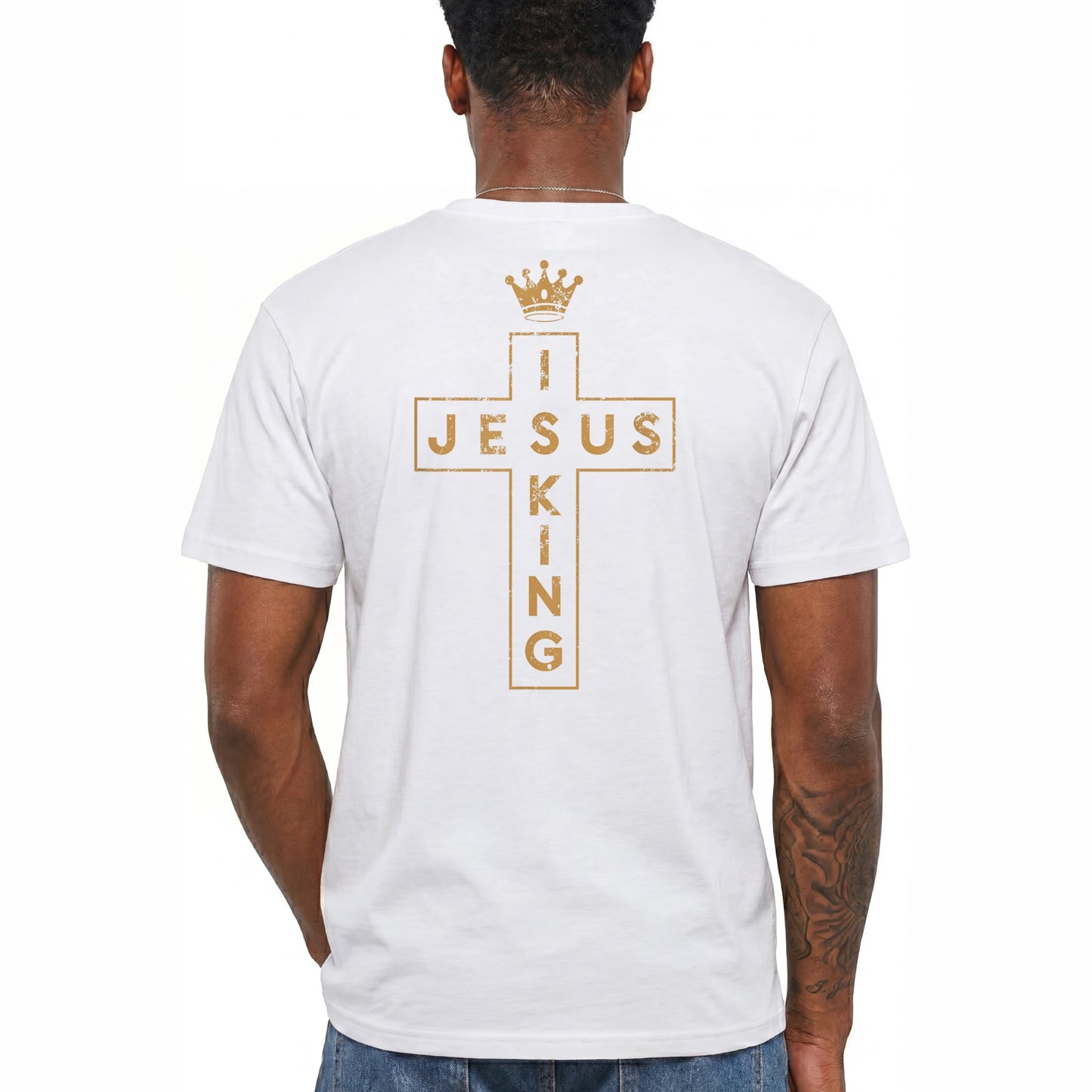 Jesus Is King Shirt Christian Cross Graphic Tee Faith Gift For Men