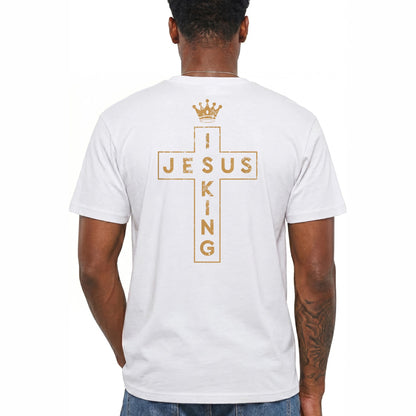 Jesus Is King Shirt Christian Cross Graphic Tee Faith Gift For Men