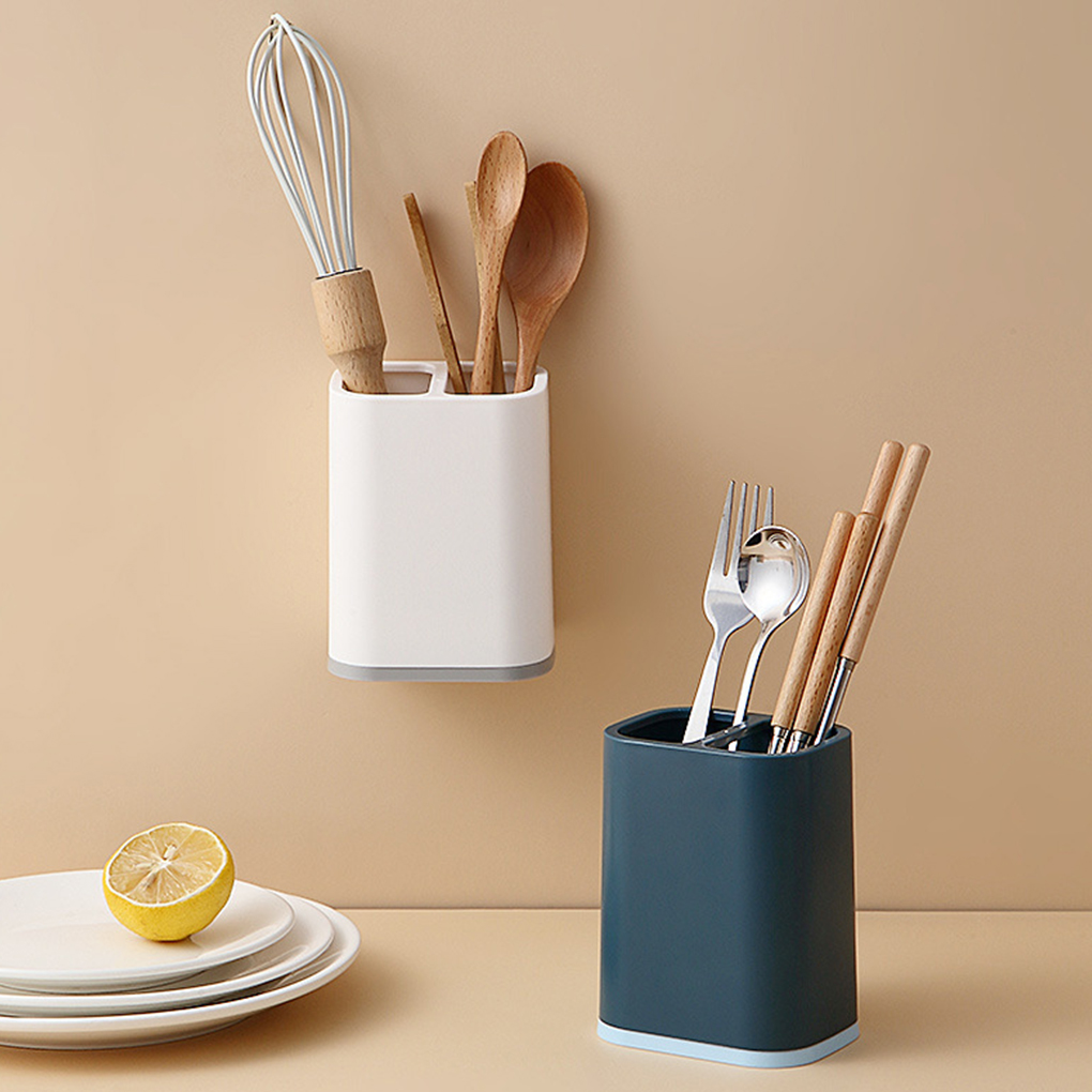 1PC White Chopsticks Storage Holder Box Double Grids - Image 4