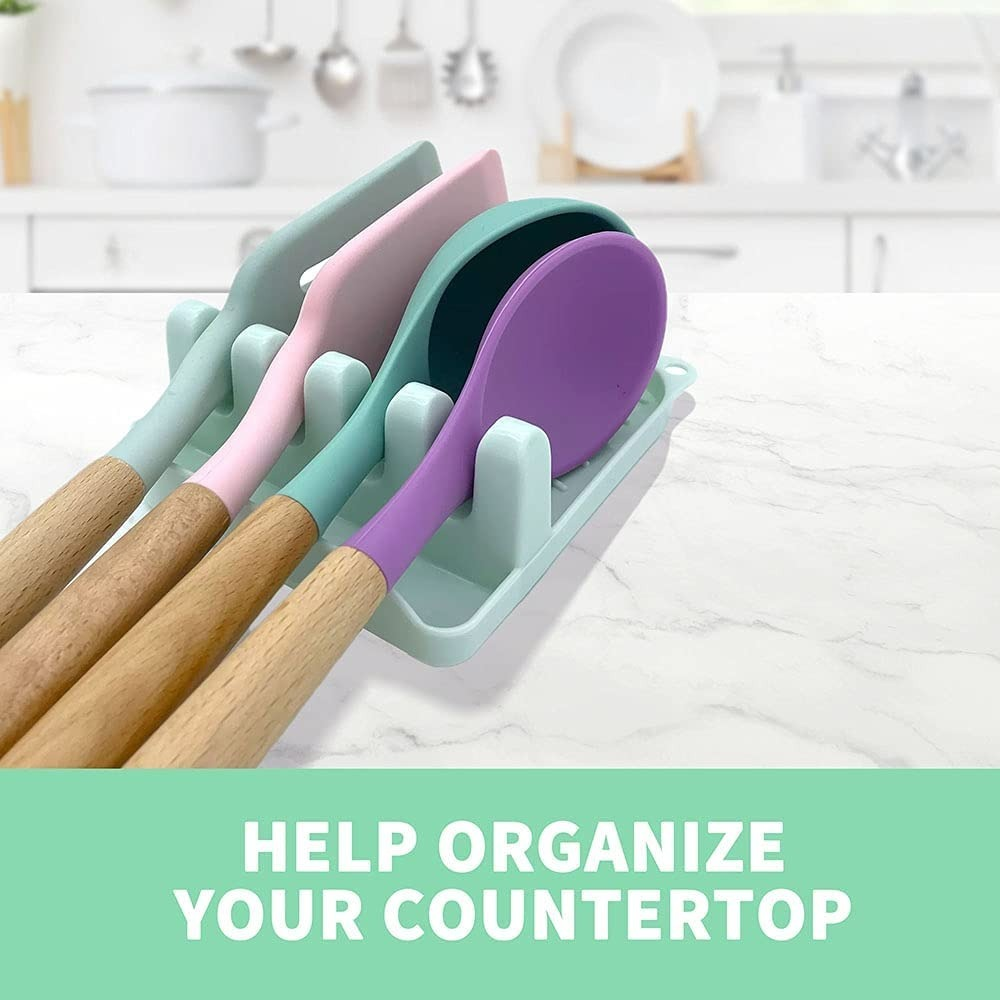 2-Pack Multifunctional Cutlery Spoon Holder with Drip Pad - Image 4