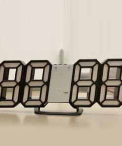 3D LED Digital Luminous Wall Clock, USB Plug In, Black