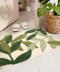 3D Plant Design Flocking Bathroom Mat
