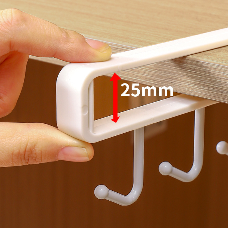 6 Hooks Storage Shelf Metal Under Shelves Hanging Rack Cup Utensils Holder - Image 6