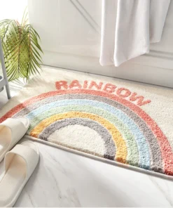 Soft Non-Slip Bathroom Carpet Rainbow Print Doorway