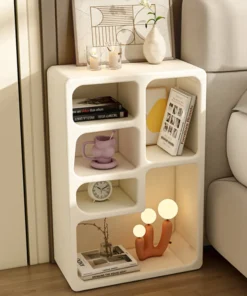 Bedside Nightstands White Cabinet Wooden 60cm