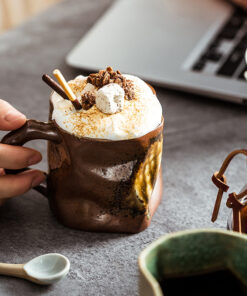 Alternative view of Retro Japanese Coarse Pottery Mug, Brown 300ml