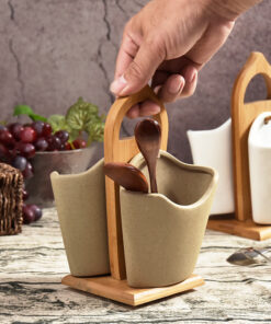 Creative Japanese Bamboo Wood Ceramic Chopstick Holder