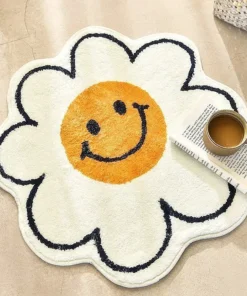Flower Rug for Living Room Nordic Smile Flower Carpet