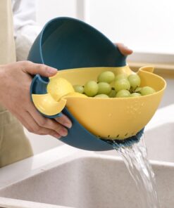 Double Drain Fruit Vegetables Storage Yellow Basket
