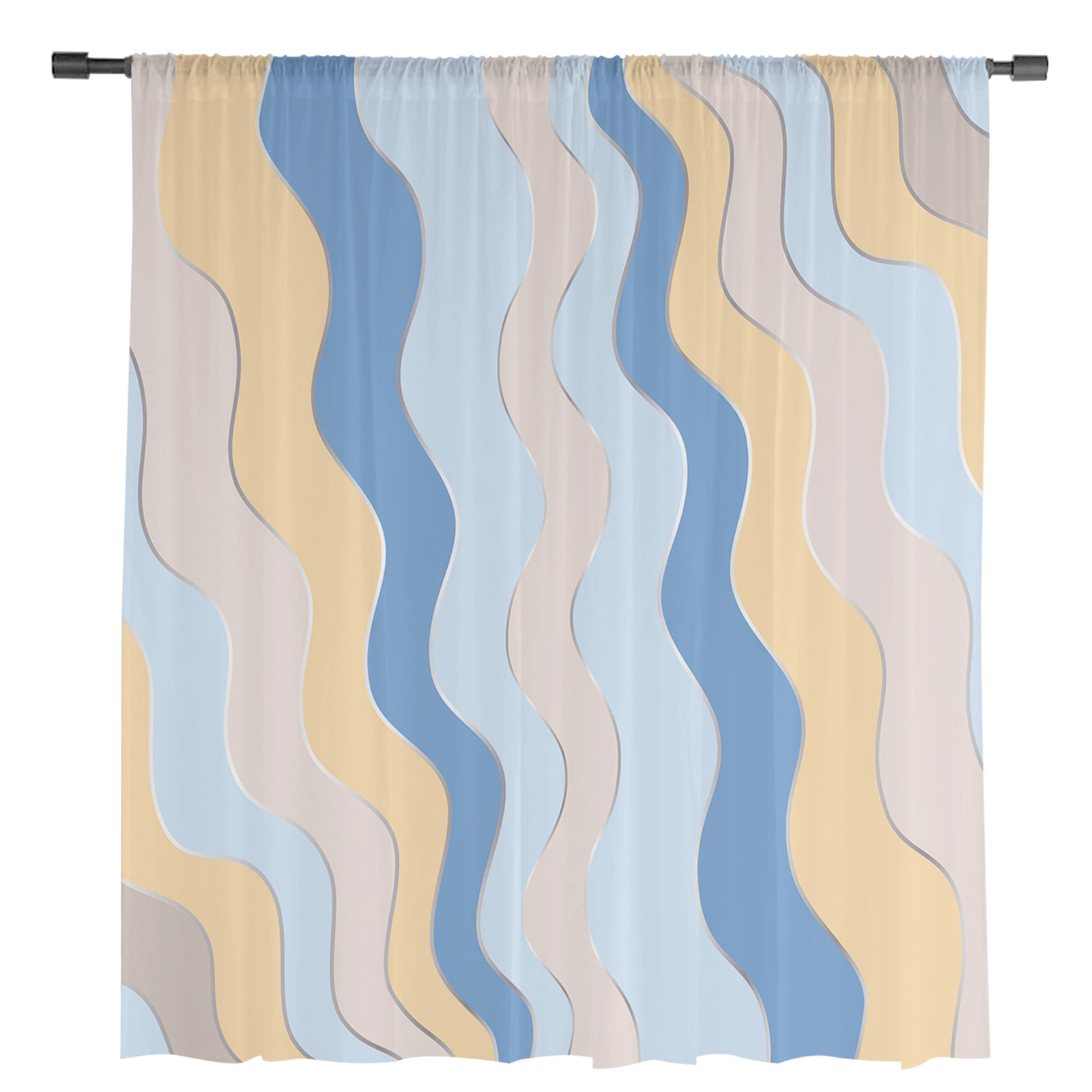 Gradient Ripple Texture Window Tulle Curtains - Image 2