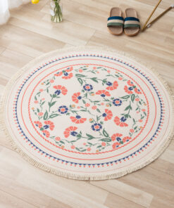 Alternative view of Nordic Cotton and Linen Tassel Retro Round Rug