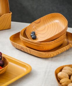Imitation Wood Snack Plates Plastic Creative Square Cake Plate