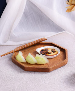 Alternative view of Japanese-Style Ebony Plate Simple Eight-Deformed Dinner Plate Wooden Tray