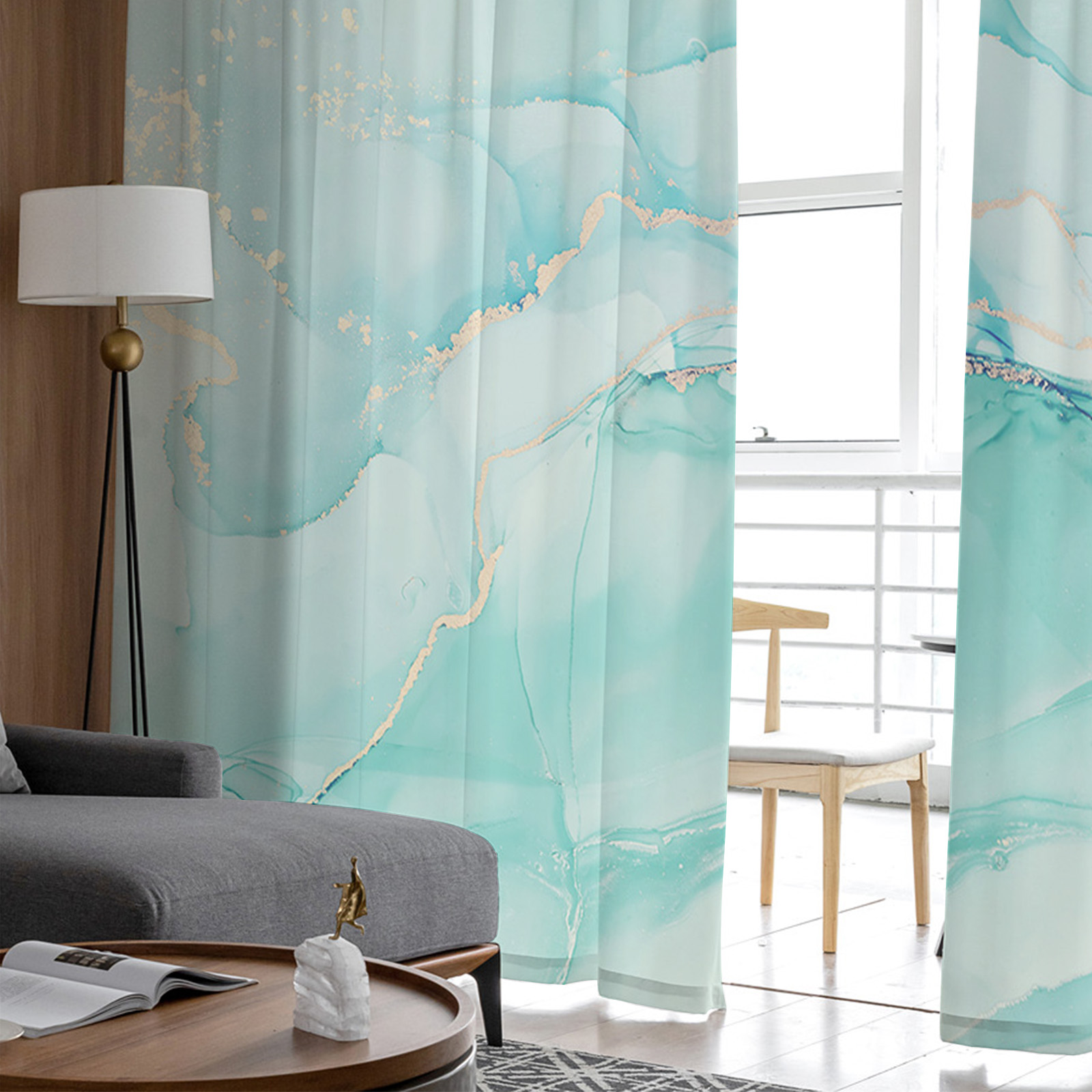 Marble Gradient Solid Color Living Room Tulle Curtains - Image 3
