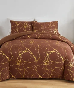 Alternative view of Marble Hot Stamping Double Duvet Cover Set 220x240 Luxury King Size Bedding Set