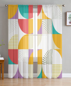 Medieval Multicolored Geometry Sheer Curtains