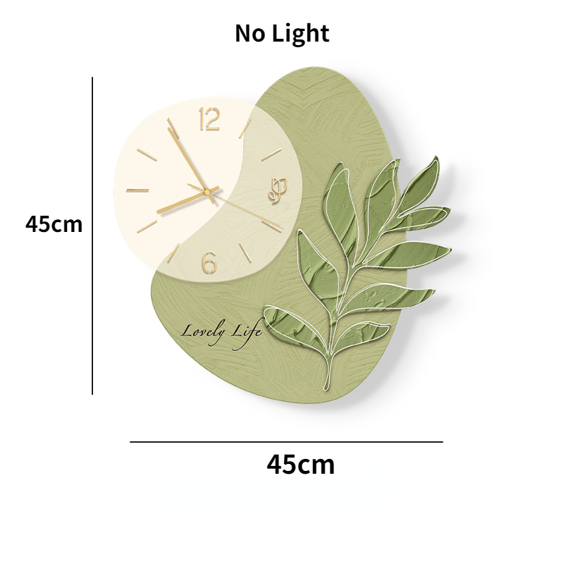 LED Lights Decorative Wall Clock Glowing Green Leaf - Image 5