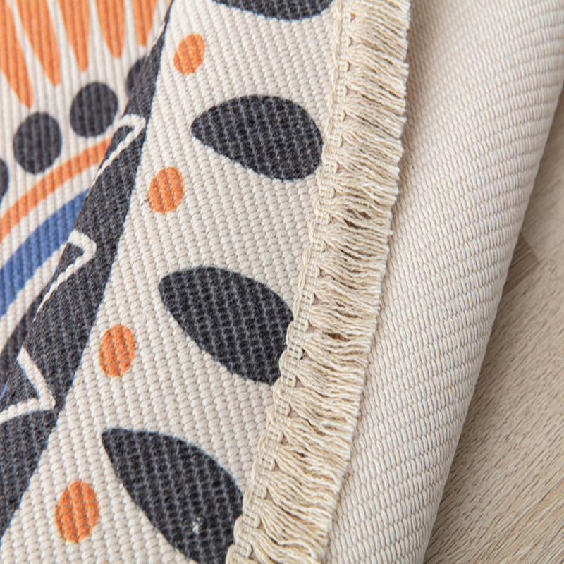 Nordic Cotton and Linen Tassel Retro Round Rug - Image 3