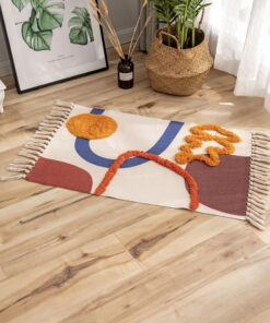 Nordic Hand Woven Cotton Linen Bedside Bedroom Mat