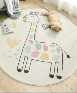 Nordic Round Carpets Giraffe Thick Mat Rugs 80cm