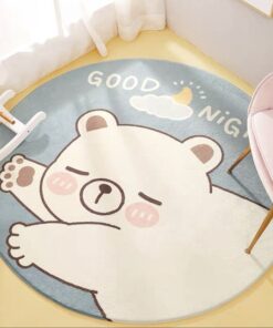 Nordic Round Carpets Bear Thick Mat Rugs 80cm