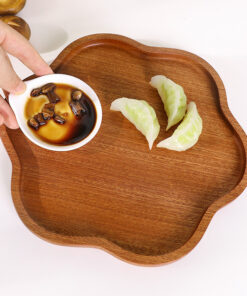 Alternative view of Petal-Shaped Wooden Dinner Plate Ebony Tray Fruit