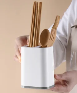 1PC White Chopsticks Storage Holder Box Double Grids
