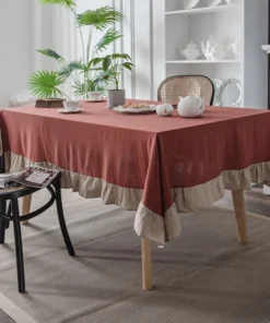 Rectangular Ruffles Cotton Tablecloths