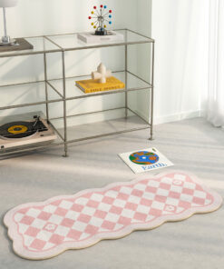 Alternative view of Cute Floral Plaid Bedside Bed Plush Rug