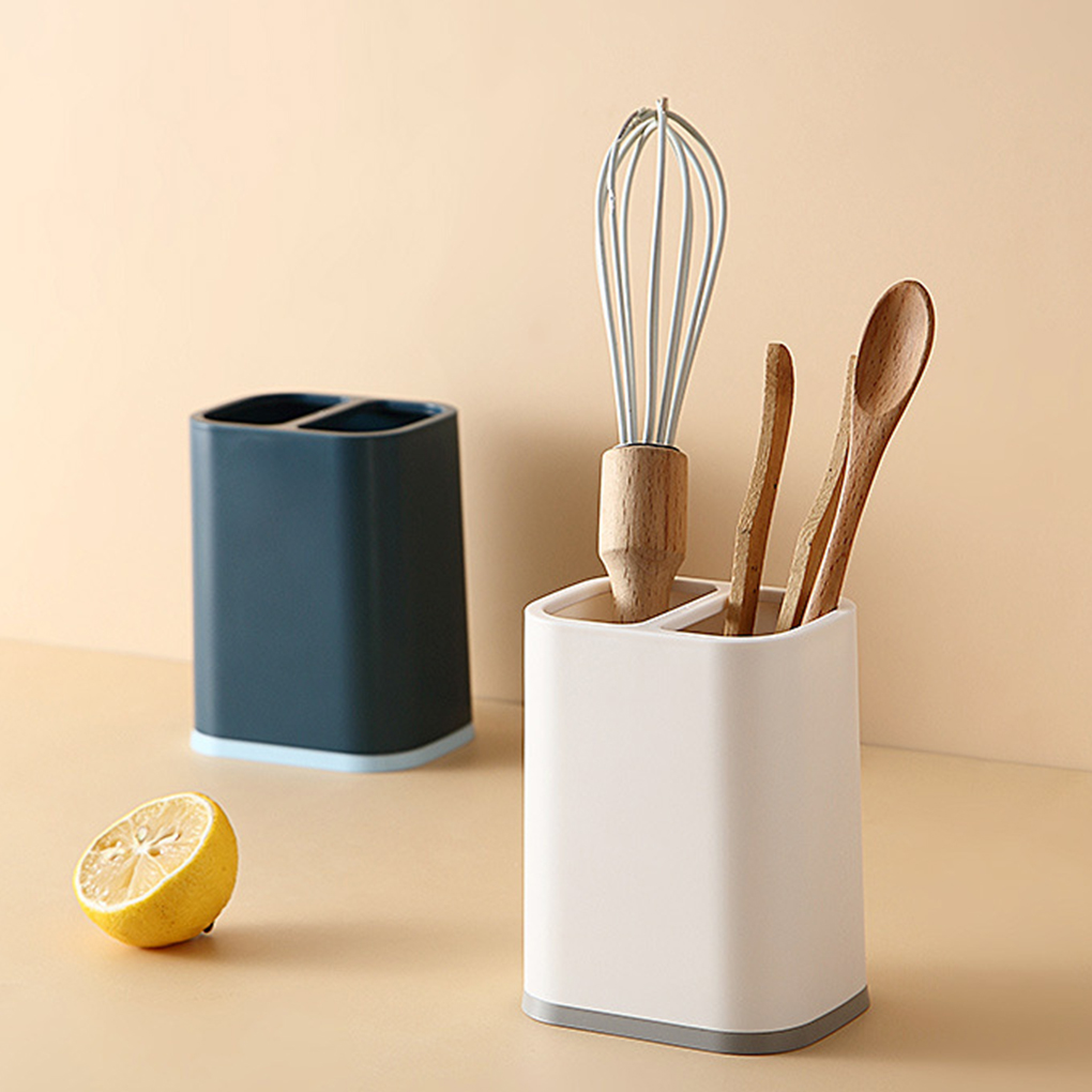 1PC White Chopsticks Storage Holder Box Double Grids - Image 3