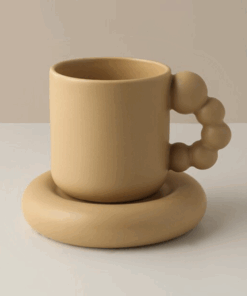 Creative Handmade Rotating Ball Handle Mug, Cream