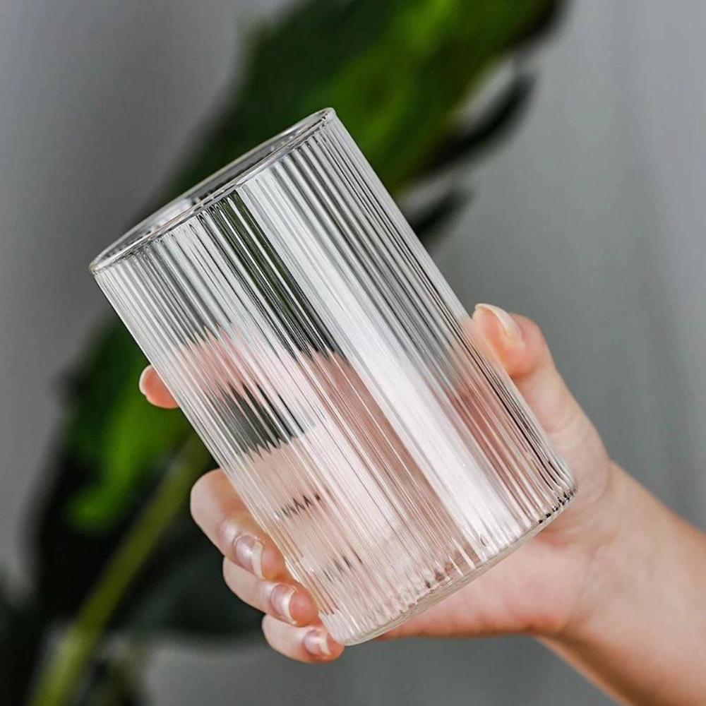 Japanese Striped Heat-Resistant Glass Transparent Water Cup - Image 3
