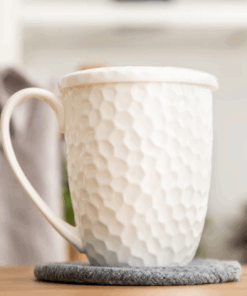 Real Bone China Coffee Mugs With Lid, Creative 3D Water Design