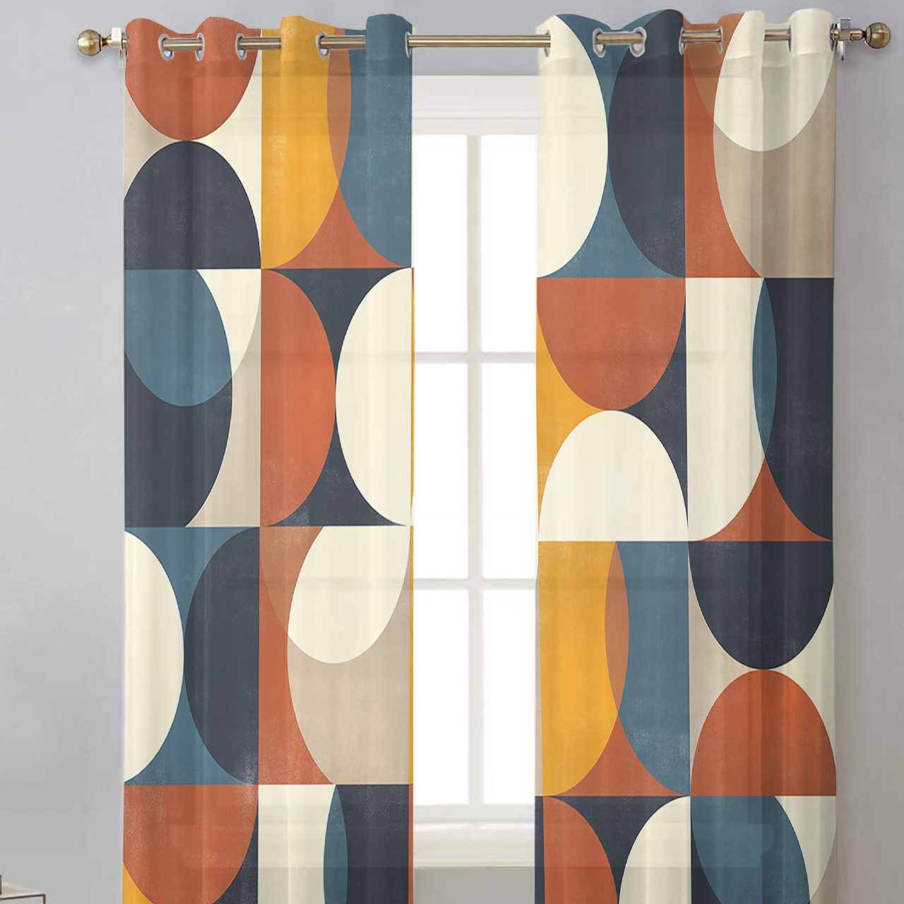 Scandinavian Medieval Geometry Tulle Curtains