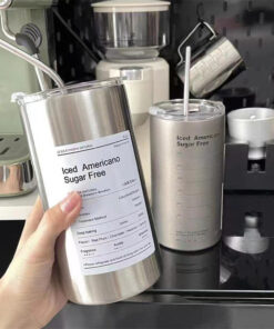 Alternative view of 304 Stainless Steel Double -Layer Cooler Portable Tumbler with Straw