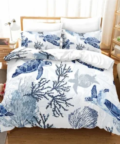Sea Turtle Bedding Set Reptile Tortoise Duvet Cover Set