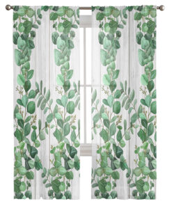 Alternative view of Simple Plant Leaves Spring Chiffon Curtains