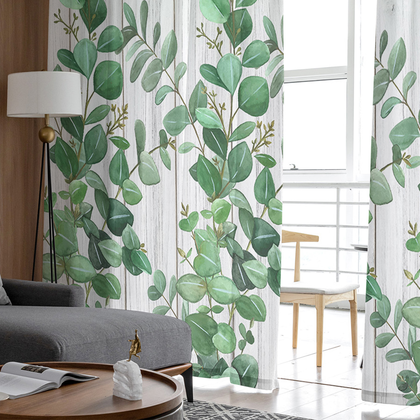 Simple Plant Leaves Spring Chiffon Curtains - Image 6