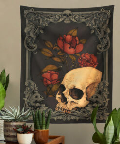 Skull Floral Tapestry Aesthetics Gothic Wall Decor