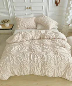 Three-dimensional Pinch Pleated Crafts Double Duvet Cover Set 220x240