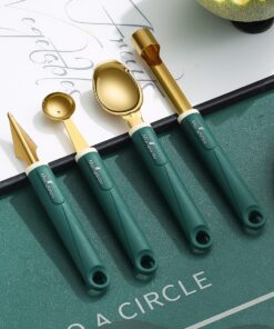 Alternative view of Stainless Steel Melon Spoon With Silicone Handle, 4pcs