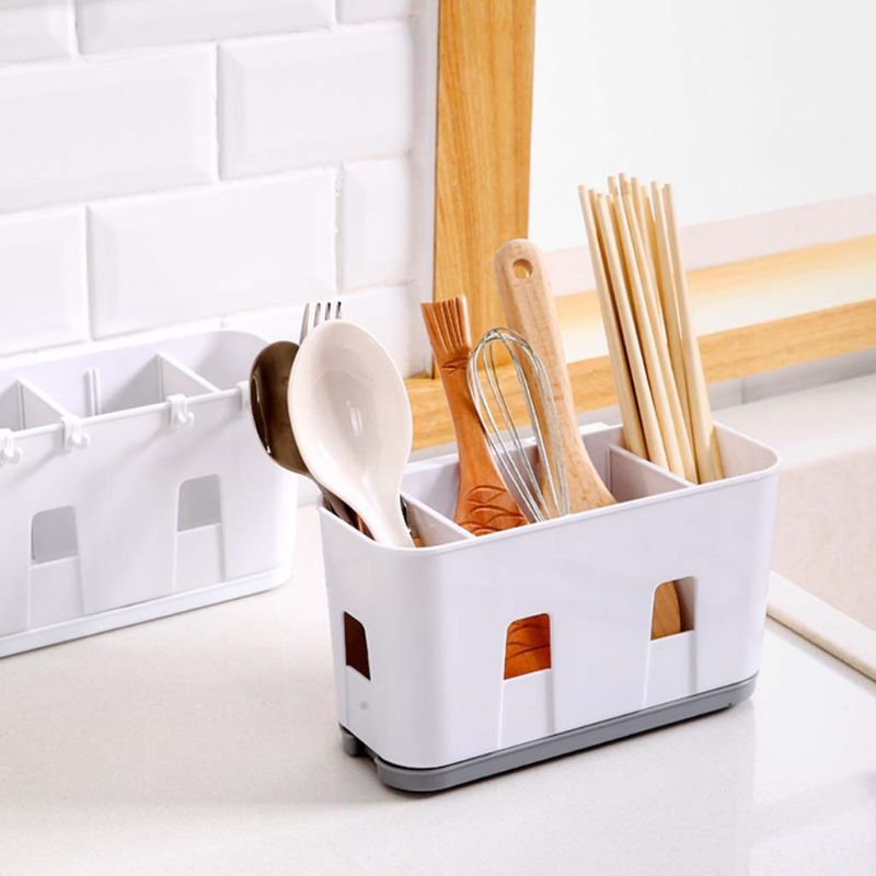 Wall Mounted Cutlery Drainer Rack with Drip Tray - Image 4