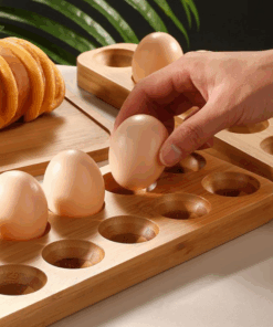 Alternative view of Wooden Egg Storage Box Shatterproof Protection Log Eggs Tray