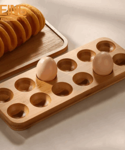 Wooden Egg Storage Box Shatterproof Protection Log Eggs Tray