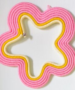 Macrame Flower Wall Hanging, Pink And Yellow Wall Art