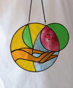 Stained Glass Moon Suncatcher Flower Nature